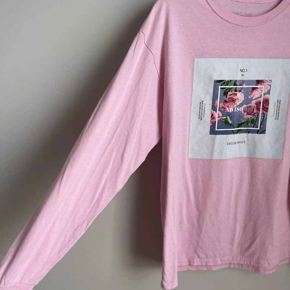Taylor Swift Pink AWESOME! Long Sleeve T-shirt Concert Merch with Misprint - Picture 4 of 6